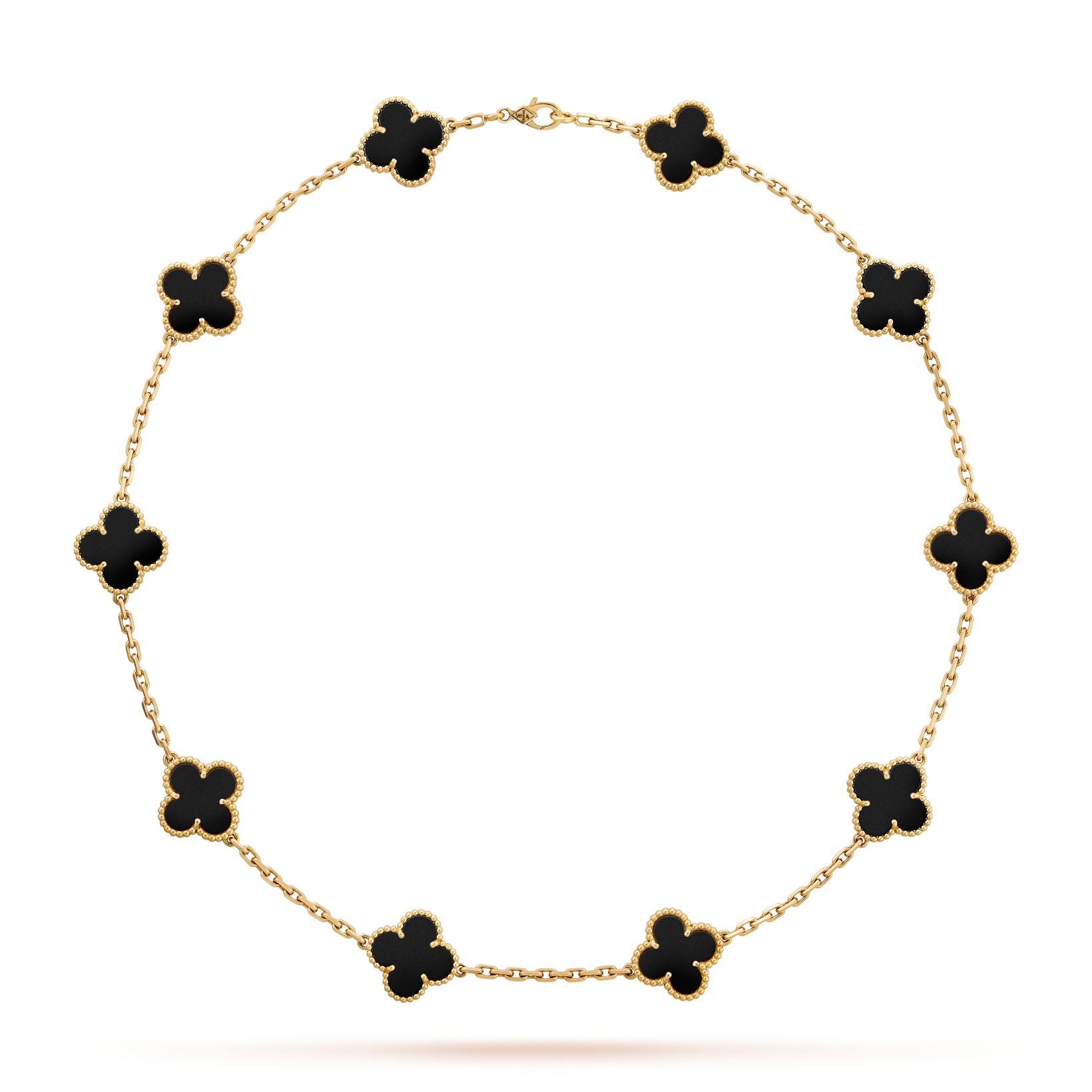 [Aurelle Style]CLOVER 10 MOTIFS ONYX NECKLACE