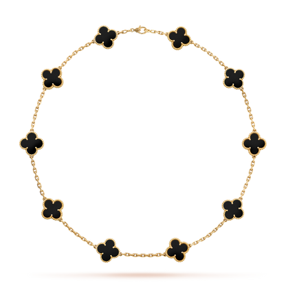 [Aurelle Style]CLOVER 10 MOTIFS ONYX NECKLACE