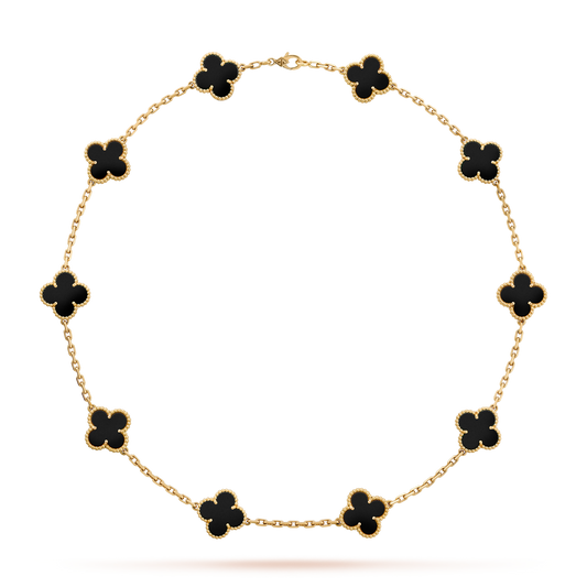 [Aurelle Style]CLOVER 10 MOTIFS ONYX NECKLACE