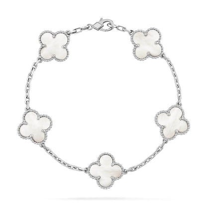 [Aurelle Style]CLOVER WHITE PEARL MOP 5 MOTIF BRACELET COLLECTION