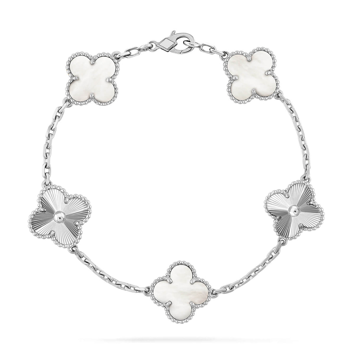 [TOP]CLOVER WHITE PEARL MOP 5 MOTIF BRACELET COLLECTION