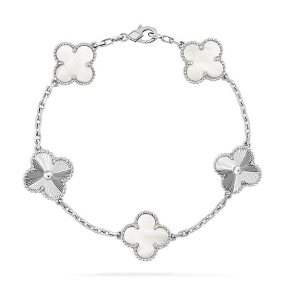 [TOP]CLOVER WHITE PEARL MOP 5 MOTIF BRACELET COLLECTION
