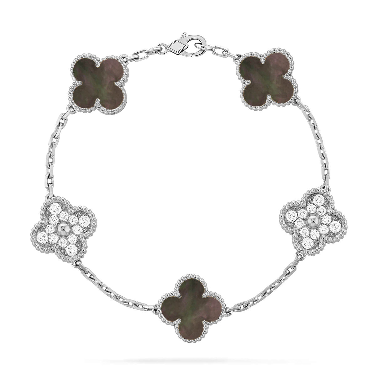 [Aurelle Style] CLOVER 5 MOTIF GRAY MOP BRACELET COLLECTION