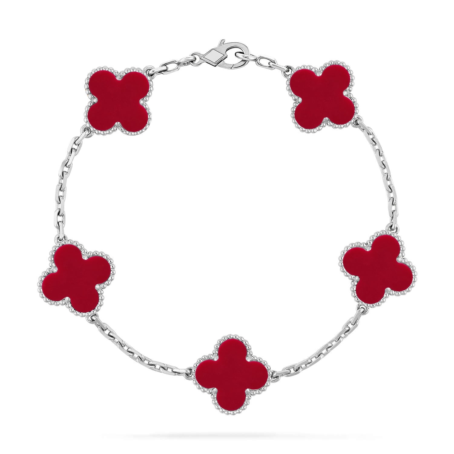 [Aurelle Style] CLOVER 5 MOTIF RED CORNELIAN BRACELET COLLECTION