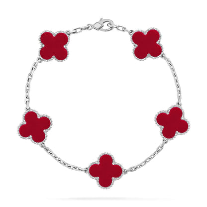 [Aurelle Style] CLOVER 5 MOTIF RED CORNELIAN BRACELET COLLECTION