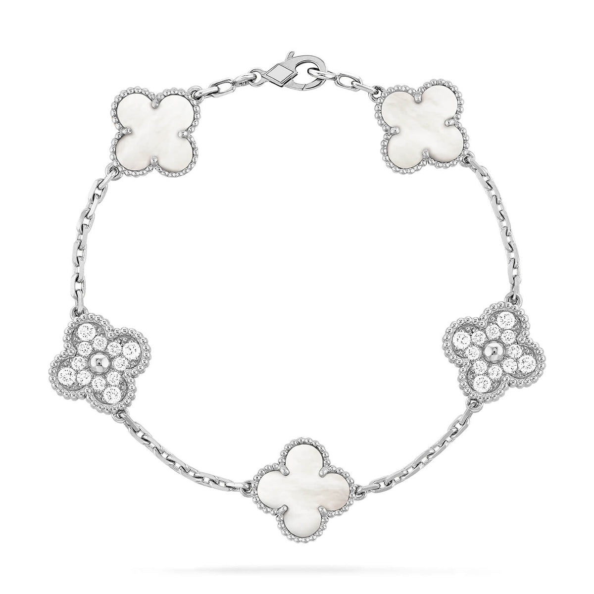 [Aurelle Style]CLOVER WHITE PEARL MOP 5 MOTIF BRACELET COLLECTION
