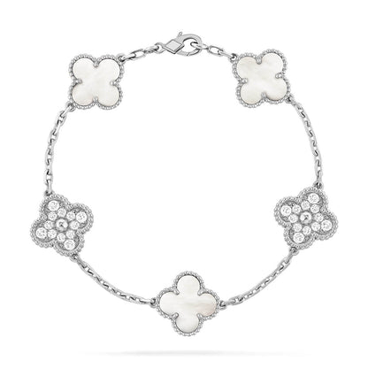 [Aurelle Style]CLOVER WHITE PEARL MOP 5 MOTIF BRACELET COLLECTION