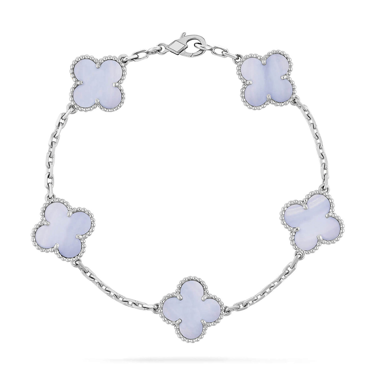 [Aurelle Style] CLOVER 5 MOTIF PURPLE CHALCEDONY BRACELET COLLECTION