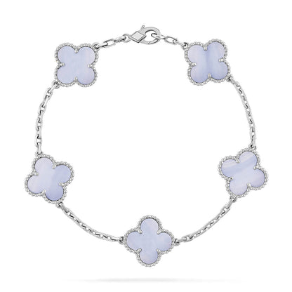 [Aurelle Style] CLOVER 5 MOTIF PURPLE CHALCEDONY BRACELET COLLECTION