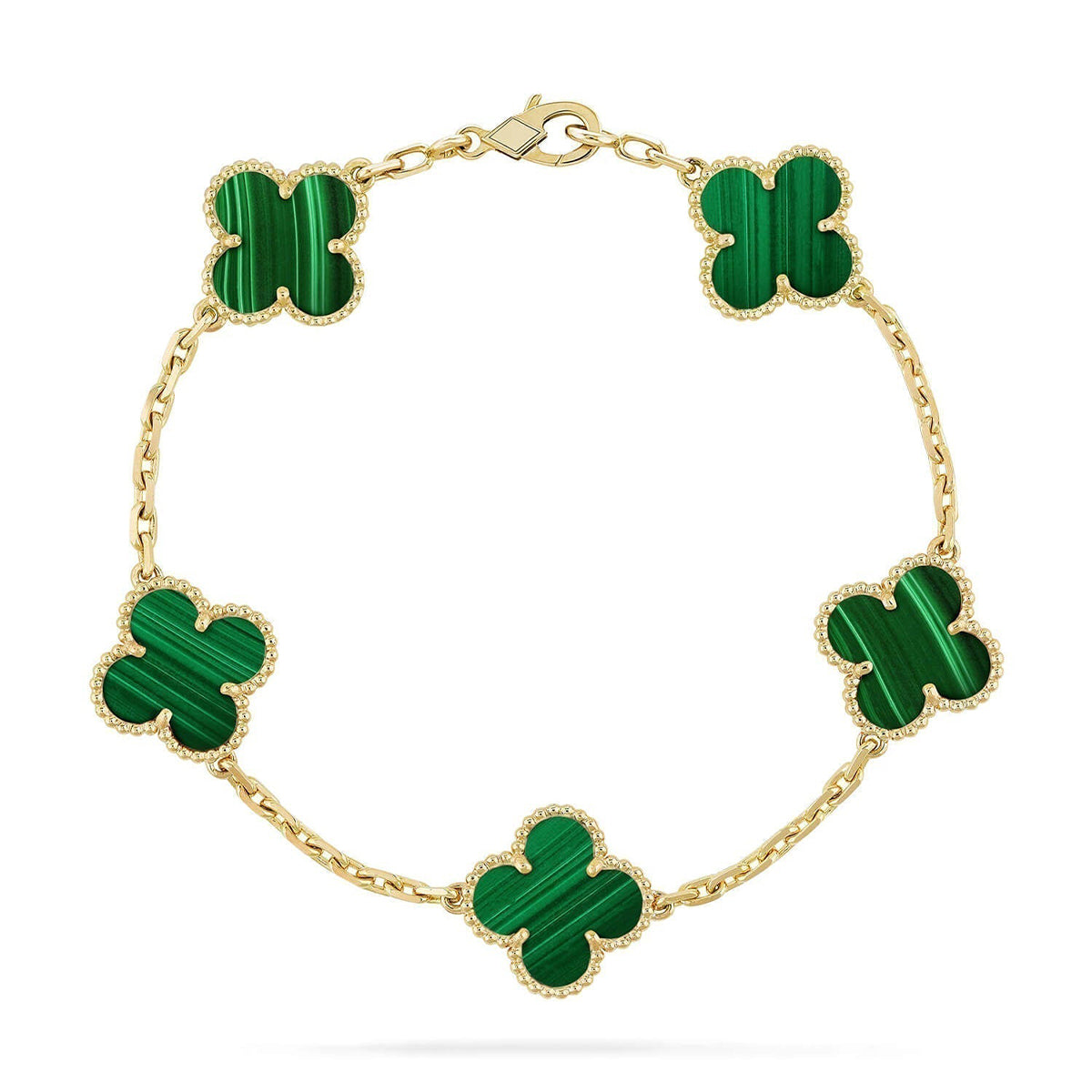 [Aurelle Style] CLOVER 5 MOTIF MALACHITE BRACELET COLLECTION