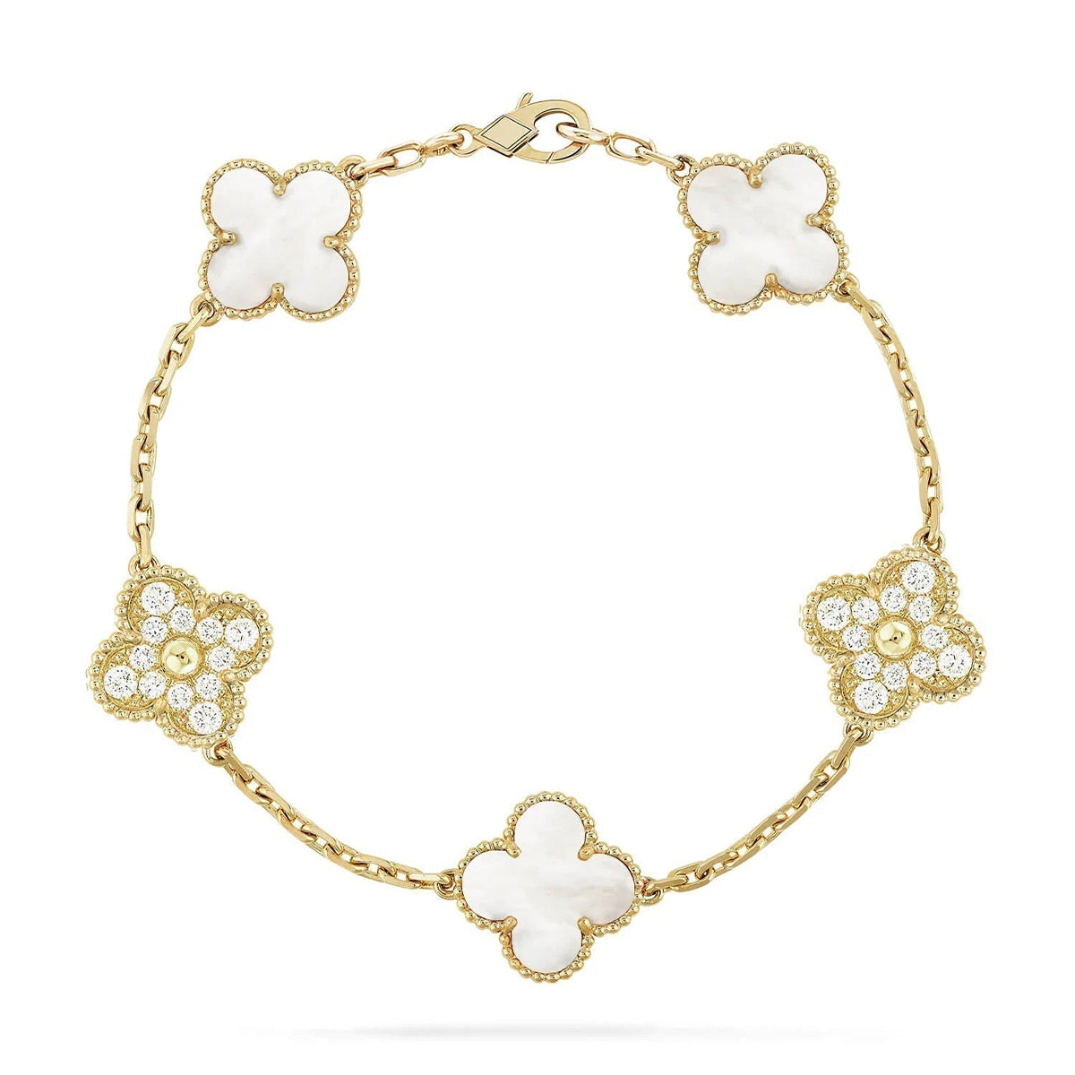 [Aurelle Style]CLOVER WHITE PEARL MOP 5 MOTIF BRACELET COLLECTION