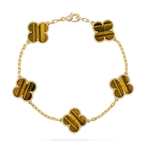 [TOP] CLOVER 5 MOTIFS TIGER EYE BRACELET COLLECTION