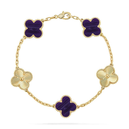 [Aurelle Style]CLOVER 5 MOTIF PURPLE STRIPES BRACELET COLLECTION