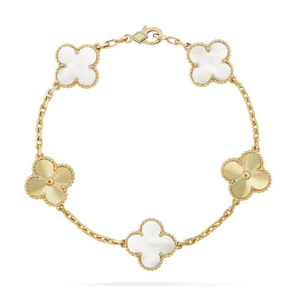 [Aurelle Style]CLOVER WHITE PEARL MOP 5 MOTIF BRACELET COLLECTION