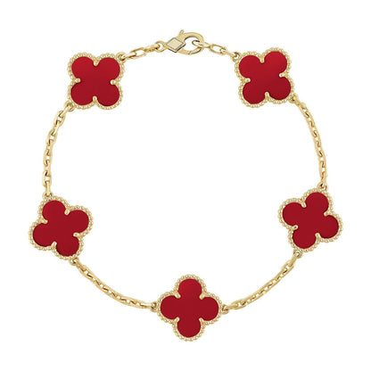 [Aurelle Style] CLOVER 5 MOTIF RED CORNELIAN BRACELET COLLECTION