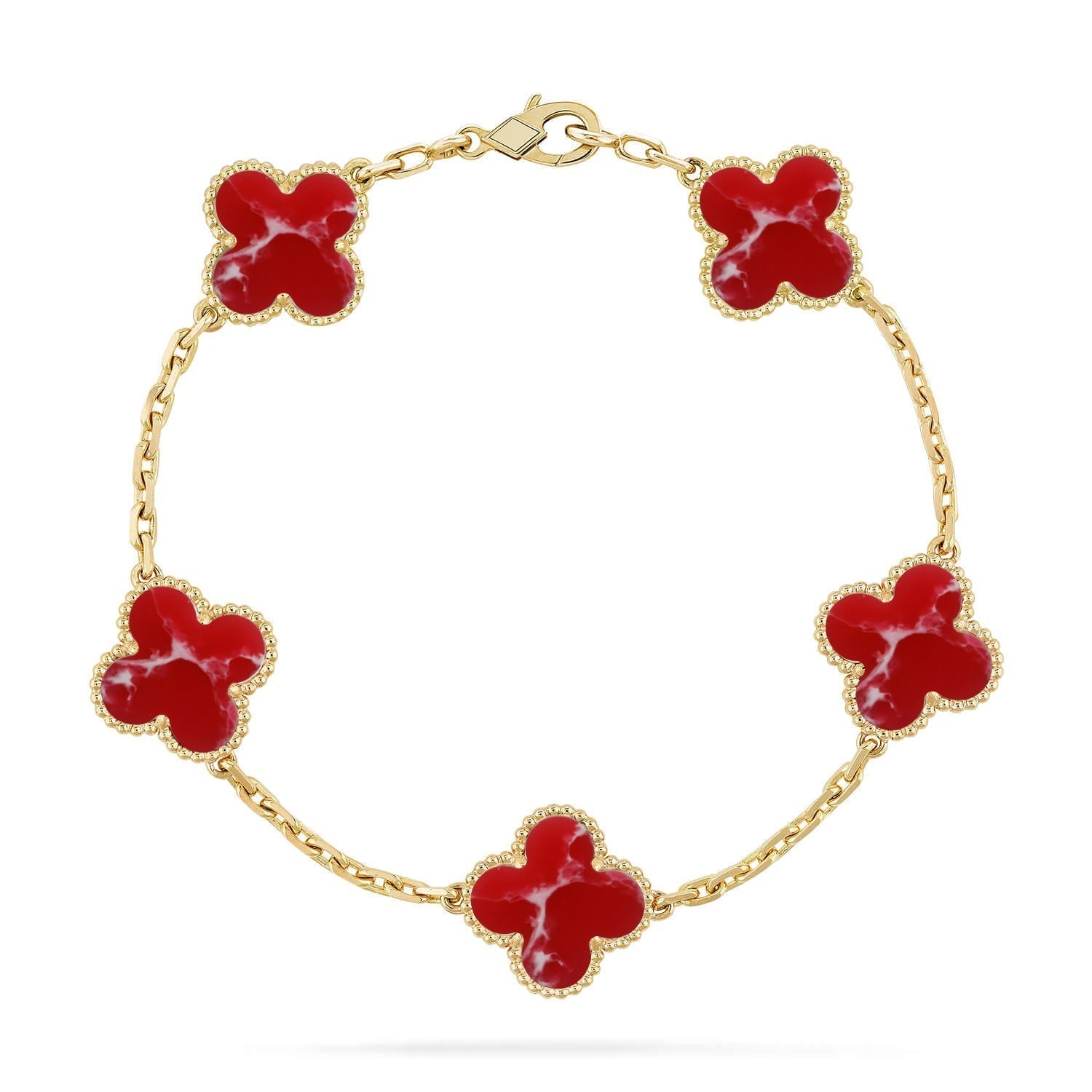 [Aurelle Style]CLOVER 5 MOTIF RED PATTERN BRACELET COLLECTION