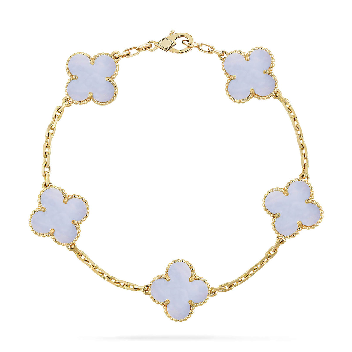 [Aurelle Style] CLOVER 5 MOTIF PURPLE CHALCEDONY BRACELET COLLECTION