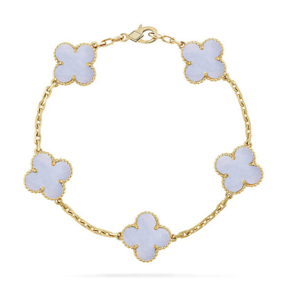 [Aurelle Style] CLOVER 5 MOTIF PURPLE CHALCEDONY BRACELET COLLECTION