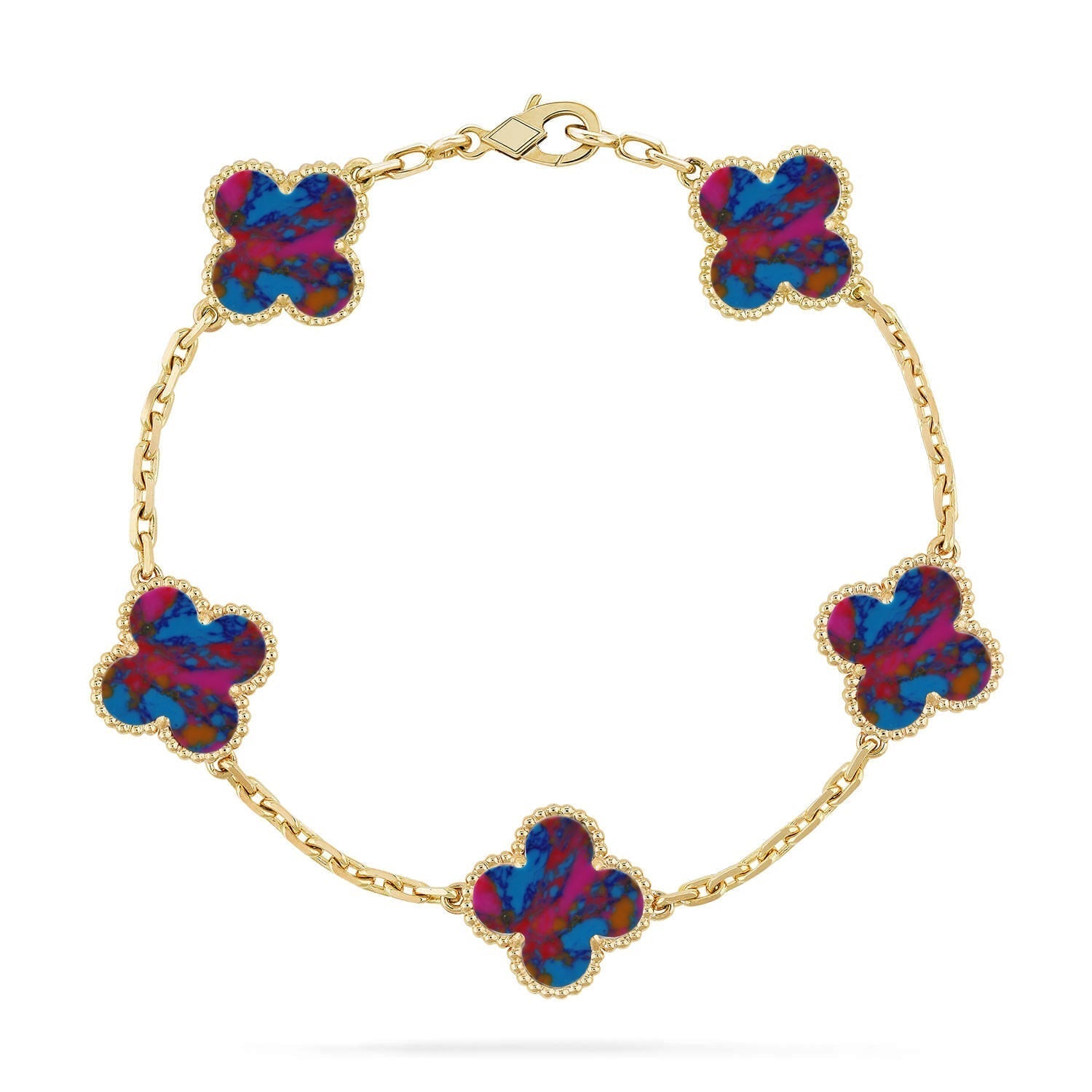 [Aurelle Style]CLOVER 5 MOTIF COLOR GEMSTONES BRACELET COLLECTION