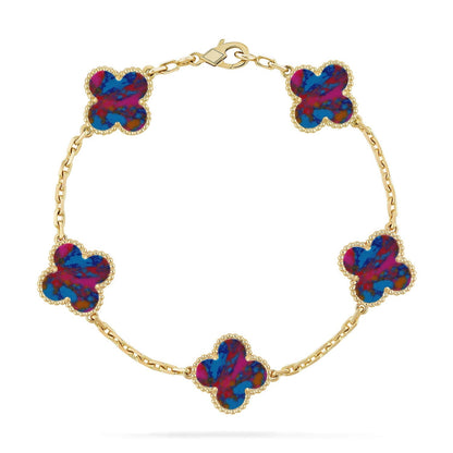 [Aurelle Style]CLOVER 5 MOTIF COLOR GEMSTONES BRACELET COLLECTION