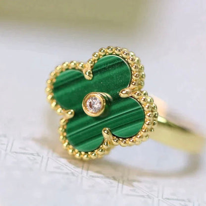 [Aurelle Style]CLOVER MALACHITE RING GOLD DIAMOND