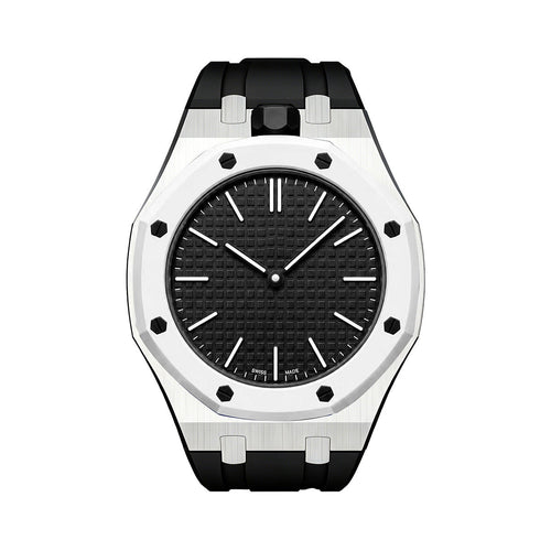 Oak Pop Black Steel Silicone Strap