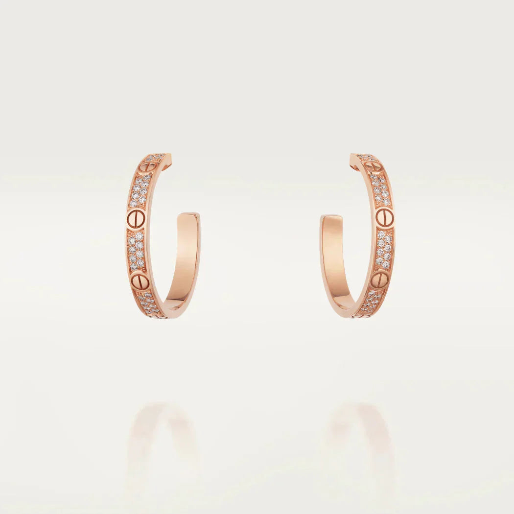 [Aurelle Style]LOVE DIAMOND PINK GOLD HOOP EARRINGS