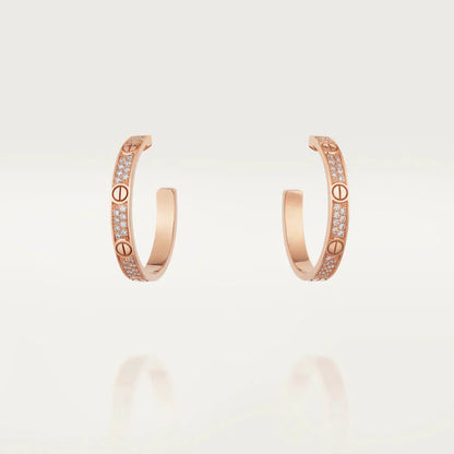 [Aurelle Style]LOVE DIAMOND PINK GOLD HOOP EARRINGS