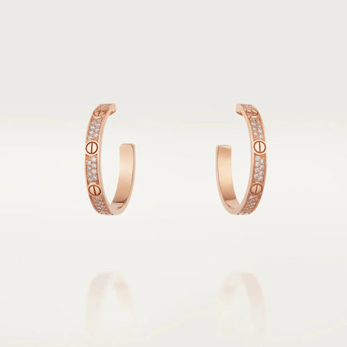 [Aurelle Style]LOVE DIAMOND PINK GOLD HOOP EARRINGS