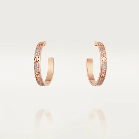 [Aurelle Style]LOVE DIAMOND PINK GOLD HOOP EARRINGS