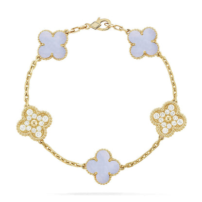 [TOP] CLOVER 5 MOTIF PURPLE CHALCEDONY BRACELET COLLECTION