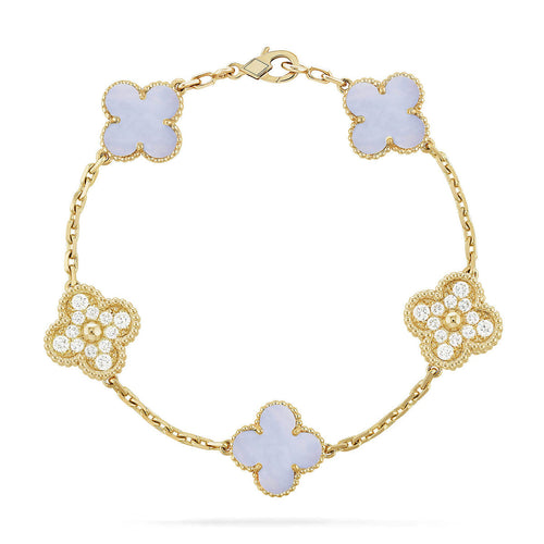 [TOP] CLOVER 5 MOTIF PURPLE CHALCEDONY BRACELET COLLECTION