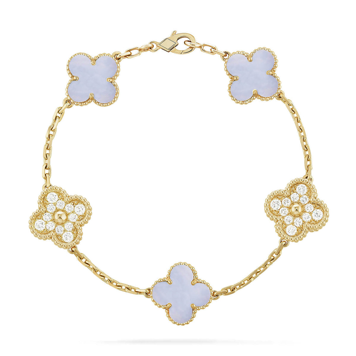 [Aurelle Style] CLOVER 5 MOTIF PURPLE CHALCEDONY BRACELET COLLECTION