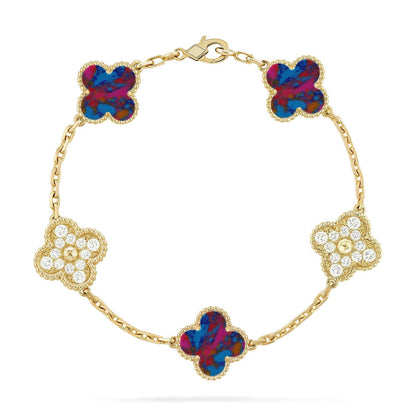 [Aurelle Style]CLOVER 5 MOTIF COLOR GEMSTONES BRACELET COLLECTION