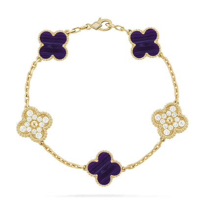 [Aurelle Style]CLOVER 5 MOTIF PURPLE STRIPES BRACELET COLLECTION