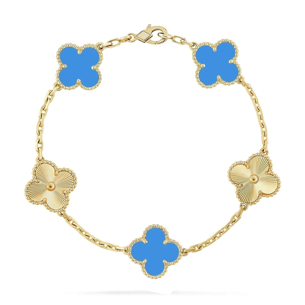 [Aurelle Style] CLOVER 5 MOTIF BLUE AGATE BRACELET COLLECTION