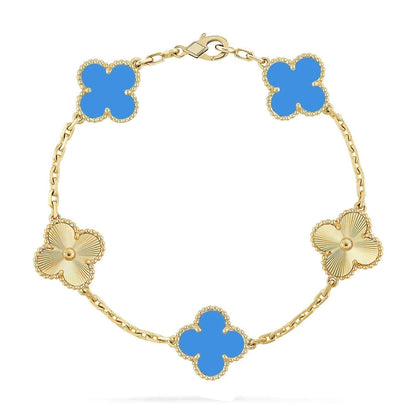 [Aurelle Style] CLOVER 5 MOTIF BLUE AGATE BRACELET COLLECTION