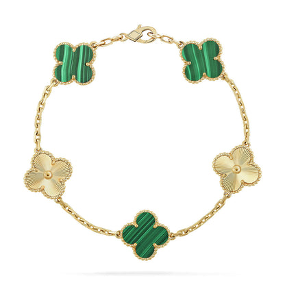 [Aurelle Style] CLOVER 5 MOTIF MALACHITE BRACELET COLLECTION