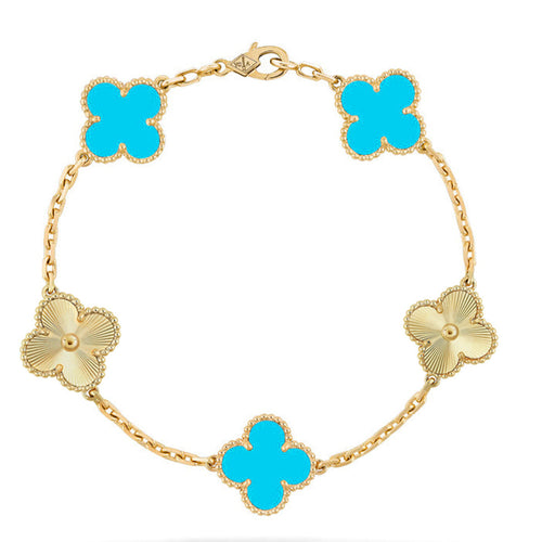[TOP] CLOVER 5 MOTIF TURQUOISE BRACELET COLLECTION