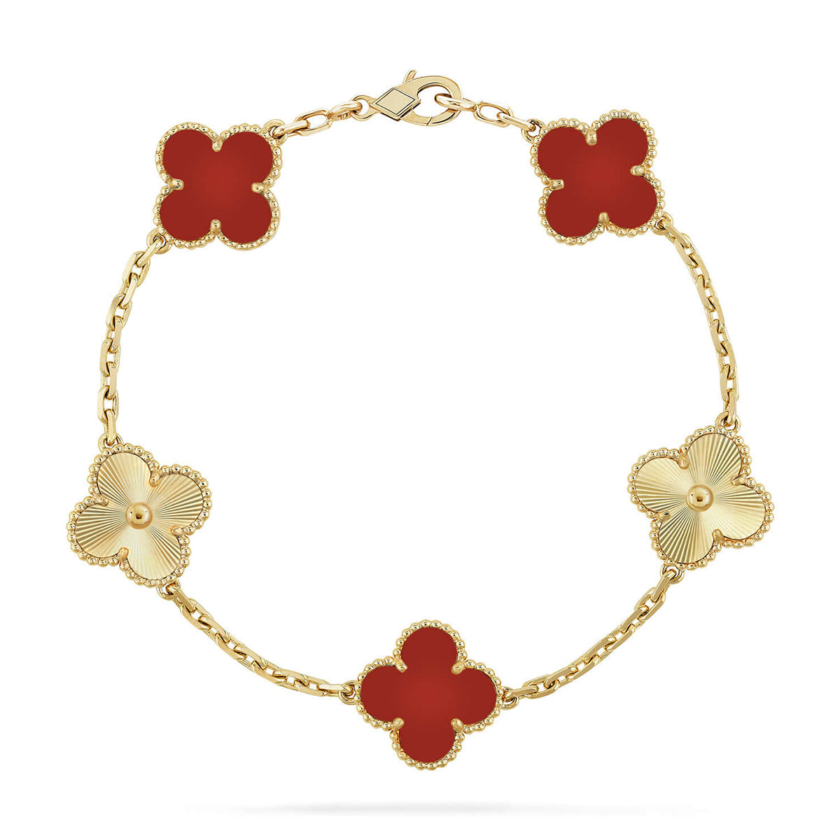 [Aurelle Style] CLOVER 5 MOTIF RED CORNELIAN BRACELET COLLECTION