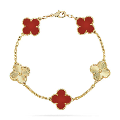 [Aurelle Style] CLOVER 5 MOTIF RED CORNELIAN BRACELET COLLECTION