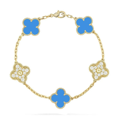 [Aurelle Style] CLOVER 5 MOTIF BLUE AGATE BRACELET COLLECTION