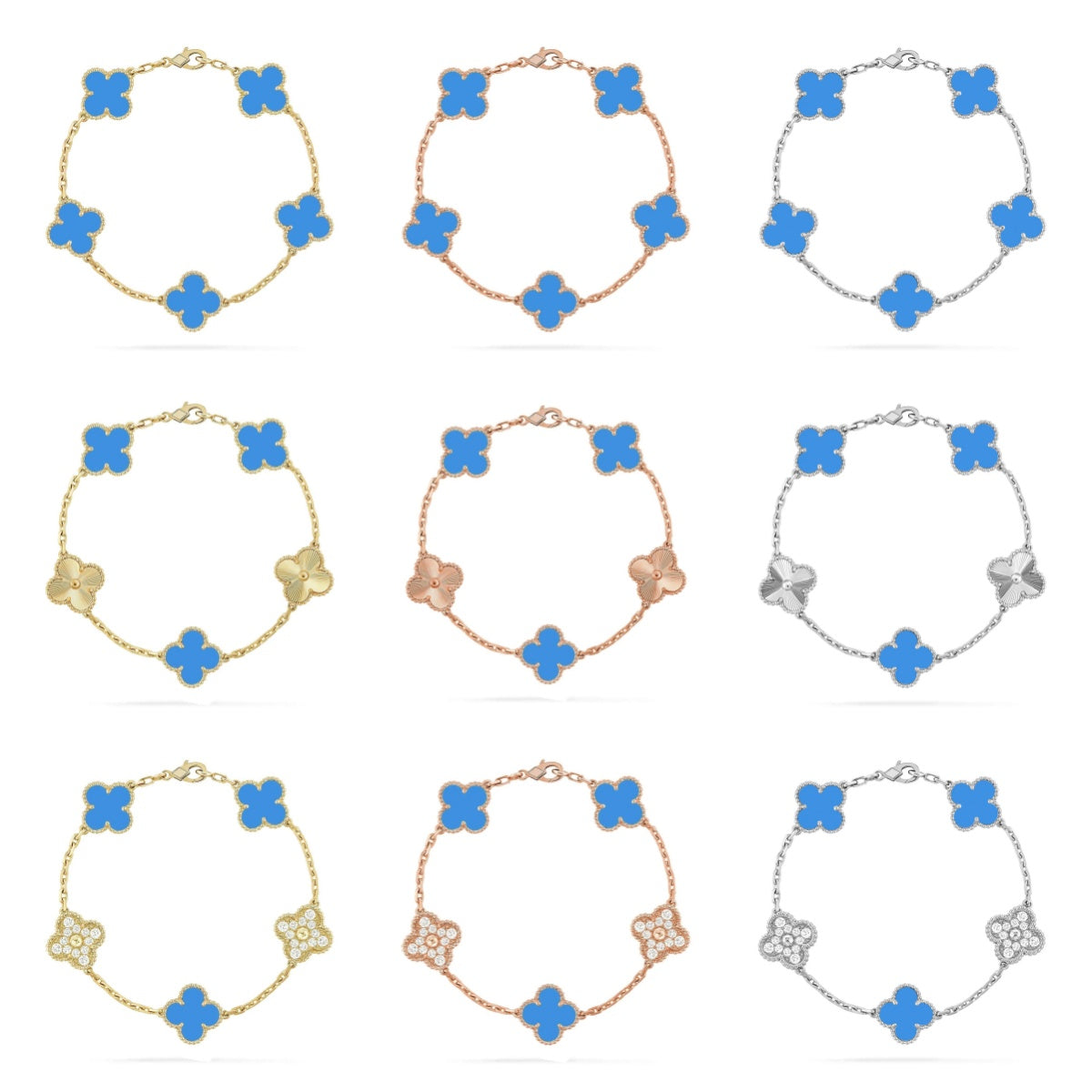 [Aurelle Style] CLOVER 5 MOTIF BLUE AGATE BRACELET COLLECTION