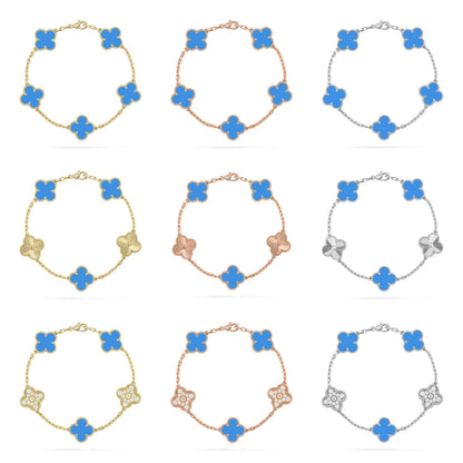 [Aurelle Style] CLOVER 5 MOTIF BLUE AGATE BRACELET COLLECTION