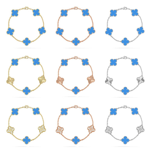 [Aurelle Style] CLOVER 5 MOTIF BLUE AGATE BRACELET COLLECTION