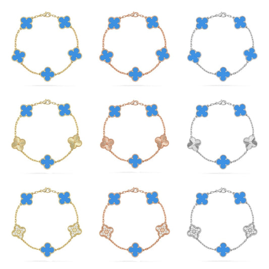 [Aurelle Style] CLOVER 5 MOTIF BLUE AGATE BRACELET COLLECTION