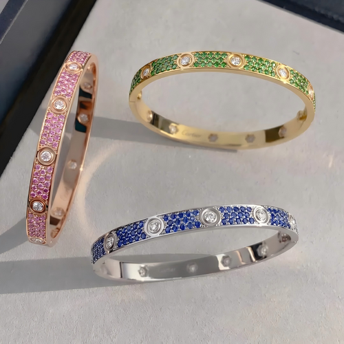 [TOP]2026 PAVE GEMSTONE LOVE BRACELET 6.1MM 10 DIAMONDS