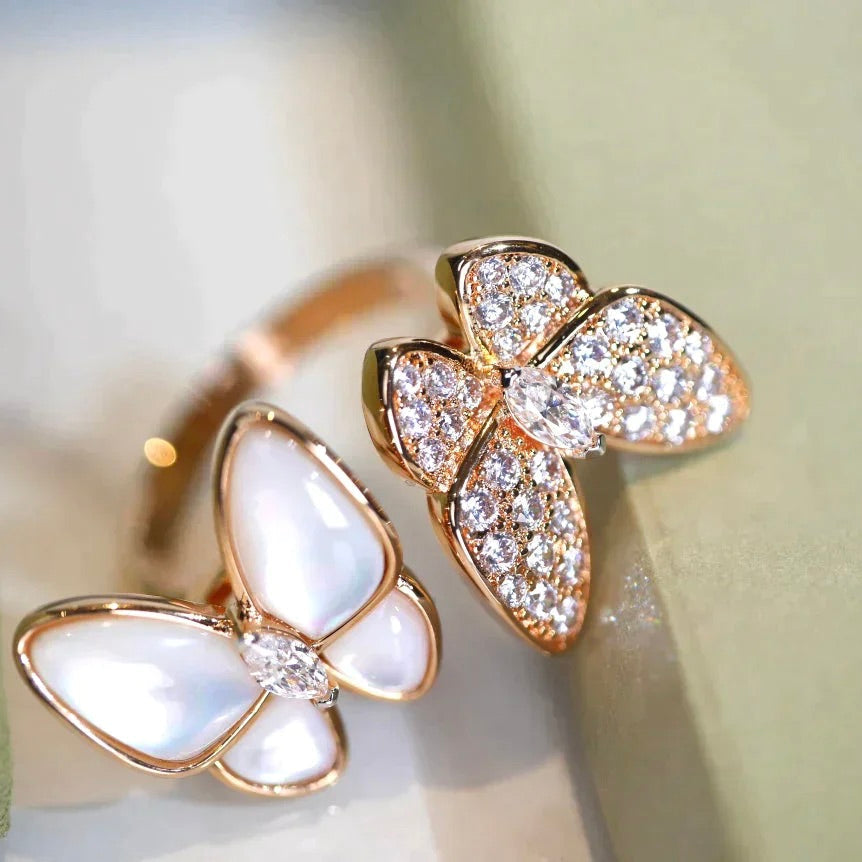 [TOP]TWIN BUTTERFLY DIAMOND MOP RING