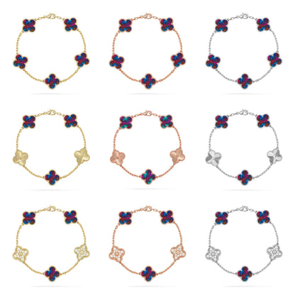 [Aurelle Style]CLOVER 5 MOTIF COLOR GEMSTONES BRACELET COLLECTION