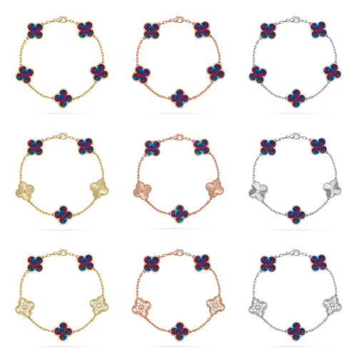 [Aurelle Style]CLOVER 5 MOTIF COLOR GEMSTONES BRACELET COLLECTION